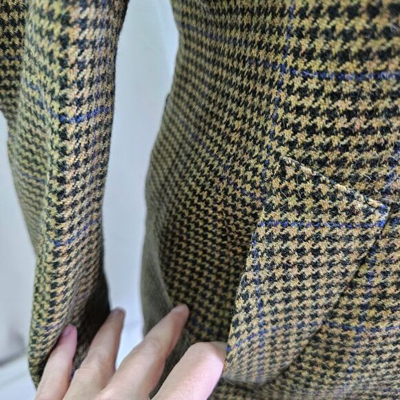 Ann Freedberg Tan Houndstooth Double Breasted Jacket Size P (XS) - Picture 5 of 11